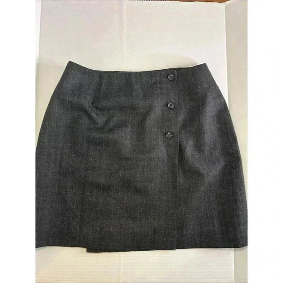 INC Petite Wrap Pencil Skirt Size 6P Lined Career‎ Gray Wool - Picture 1 of 9